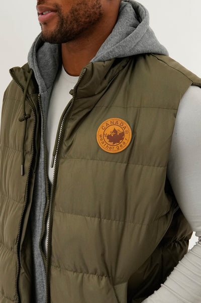 Canada Weather Gear Hooded Puffer Vest - Olive - Mens Vests - International Clothiers
