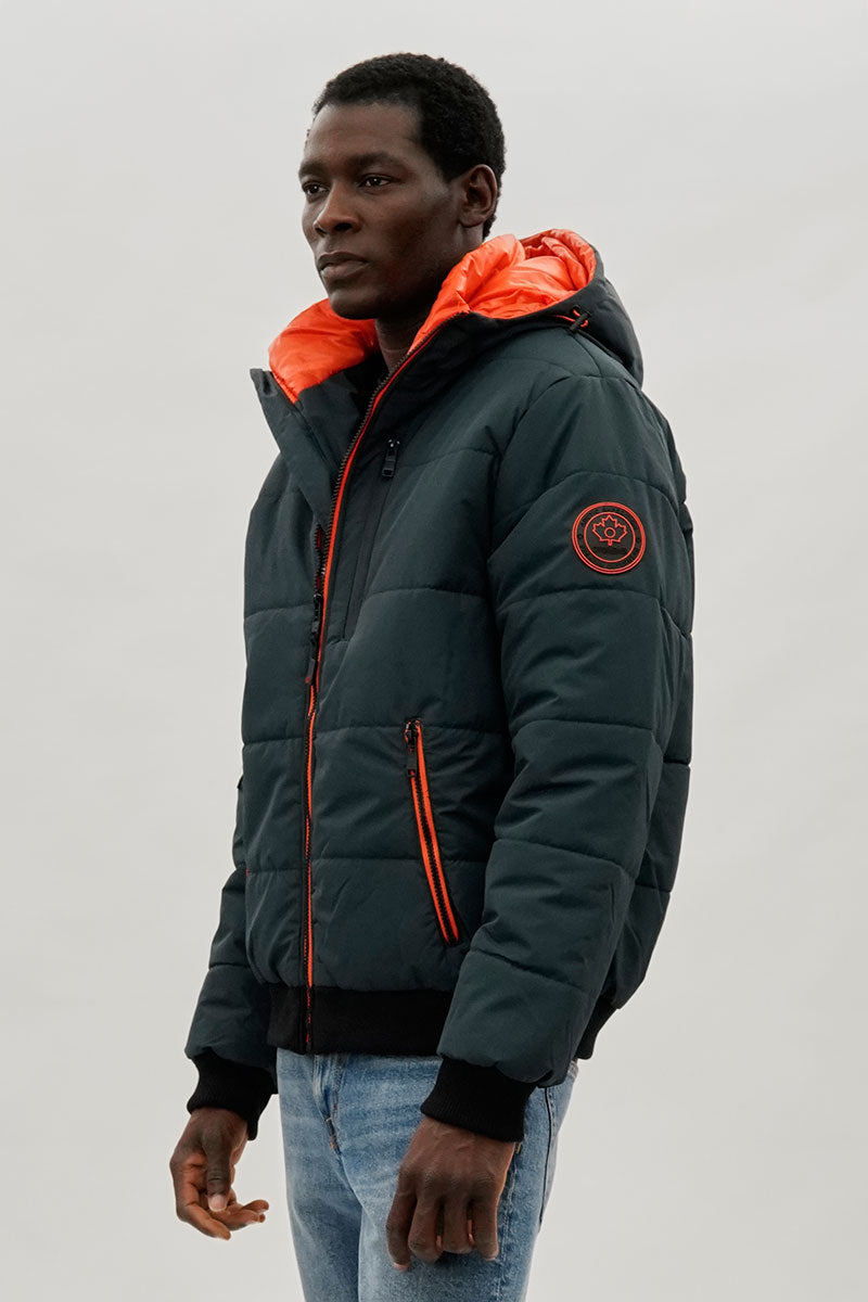 Oppenheimer Hooded Puffer Bomber Jacket - Teal - Mens Bomber Jackets - International Clothiers