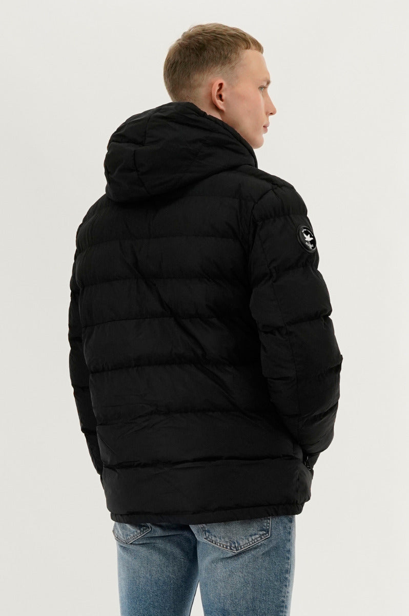 Super Triple Goose Colour Block Puffer Bomber Jacket - Black - Mens Bomber Jackets - International Clothiers