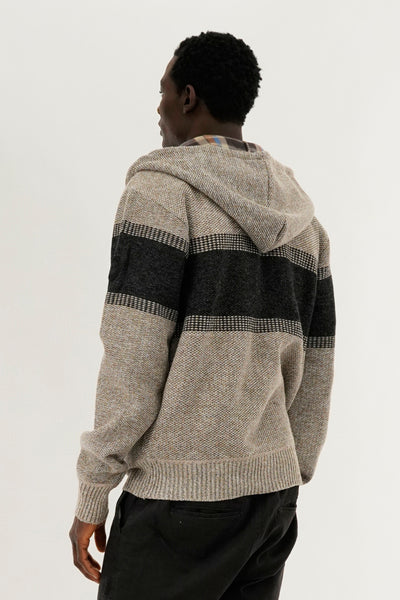 Canada Weather Gear Plaid Lined Striped Zip Up Hoodie - Beige - Mens Hoodies & Sweatshirts - International Clothiers