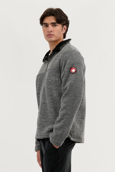 Canada Weather Gear Sherpa Lined 1/4 Zip Pullover Sweater - Grey - Mens Pullover Sweaters - International Clothiers