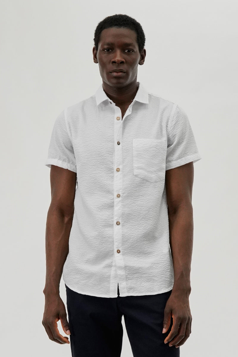 Canada Weather Gear Vintage Textured Button Up Casual Shirt - White - Mens Casual Shirts - International Clothiers