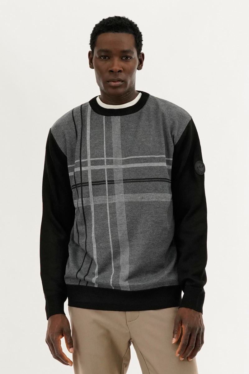 Canada Weather Gear Patterned Crewneck Pullover Sweater - Grey - Mens Pullover Sweaters - International Clothiers