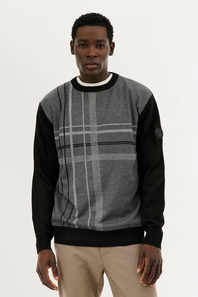 Canada Weather Gear Patterned Crewneck Pullover Sweater - Grey - Mens Pullover Sweaters - International Clothiers