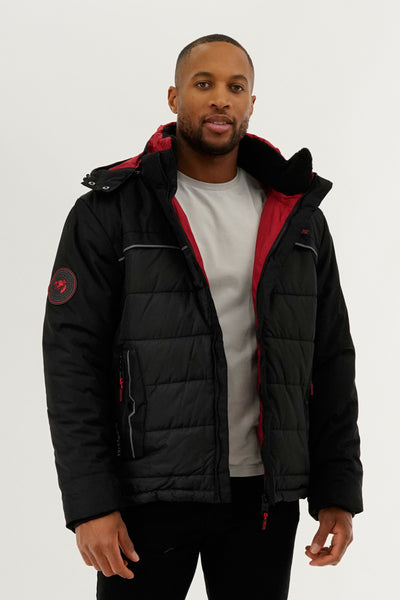 Super Triple Goose Contrast Lining Puffer Bomber Jacket - Red - Mens Bomber Jackets - International Clothiers