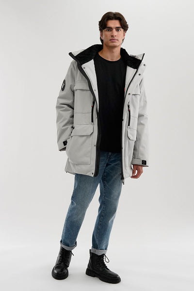 Canada Weather Gear Faux Fur Lined Hood Parka Jacket - Stone - Mens Parka Jackets - International Clothiers