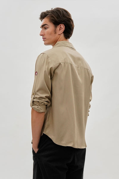 Canada Weather Gear Utility Ripstop Casual Shirt - Beige - Mens Casual Shirts - International Clothiers