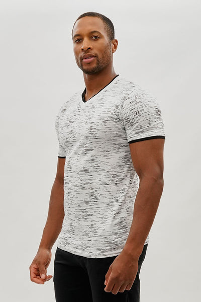 Canada Weather Gear Vintage Patterned V-Neck Tee - White - Mens Tees & Tank Tops - International Clothiers