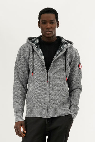 Canada Weather Gear Plaid Lined Zip Up Knit Hoodie - Grey - Mens Hoodies & Sweatshirts - International Clothiers
