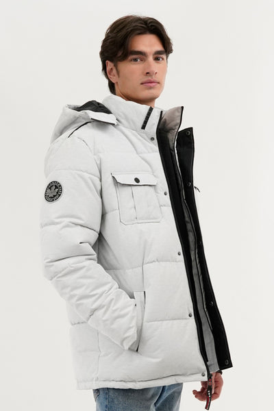Canada Weather Gear Quilted Puffer Parka Jacket - White - Mens Parka Jackets - International Clothiers