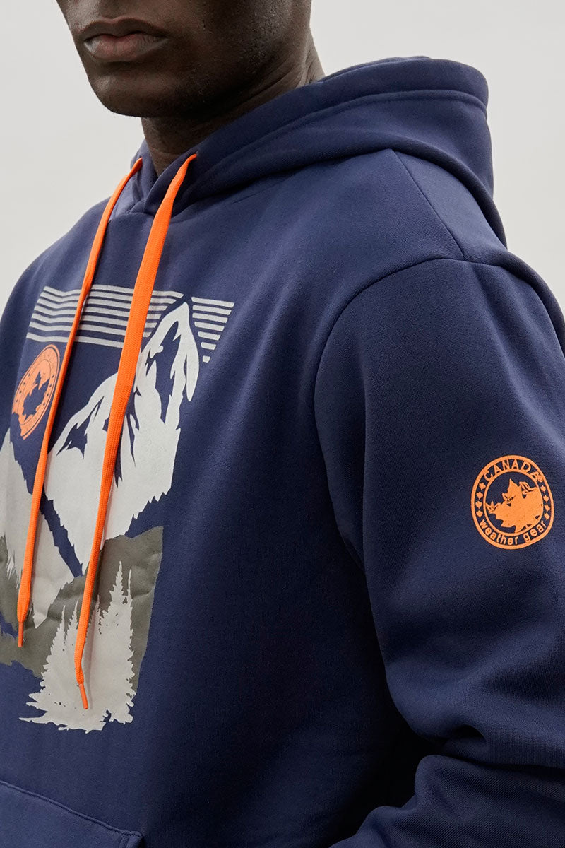 Canada Weather Gear Mountain Print Hoodie - Navy - Mens Hoodies & Sweatshirts - International Clothiers