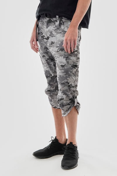 Canada Weather Gear Belted Camo Print Cargo Shorts - Grey - Mens Shorts & Capris - International Clothiers