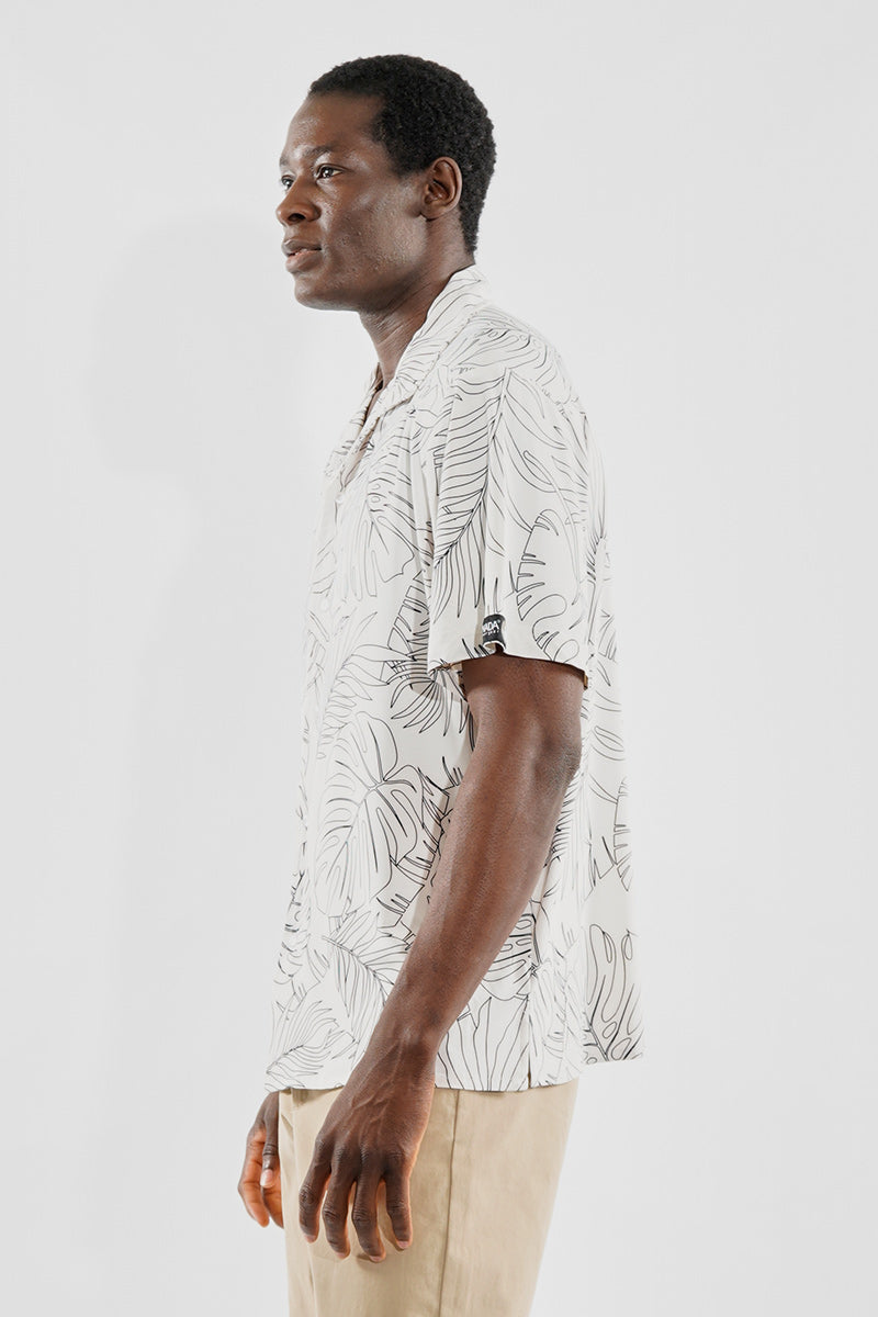 Canada Weather Gear Travel Collection Palm Print Button Up Casual Shirt - White - Mens Casual Shirts - International Clothiers