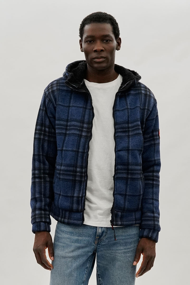 Canada Weather Gear Hooded Sherpa Lined Lightweight Jacket - Navy - Mens Lightweight Jackets - International Clothiers