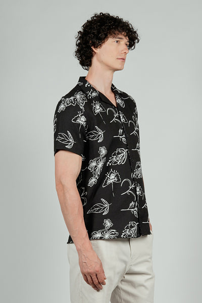 Kenneth Blake Floral Basic Button Up Casual Shirt - Black