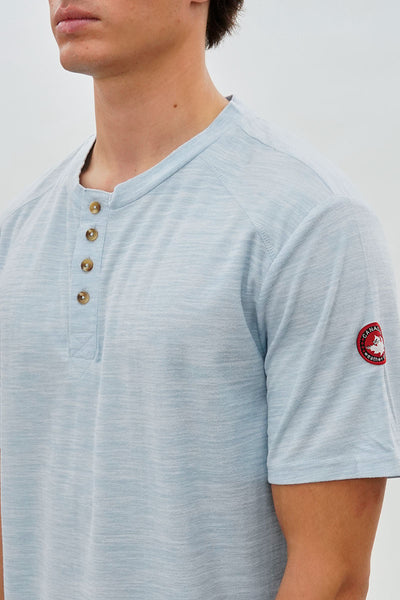 Canada Weather Gear Short Sleeve Henley Tee - Blue - Mens Tees & Tank Tops - International Clothiers