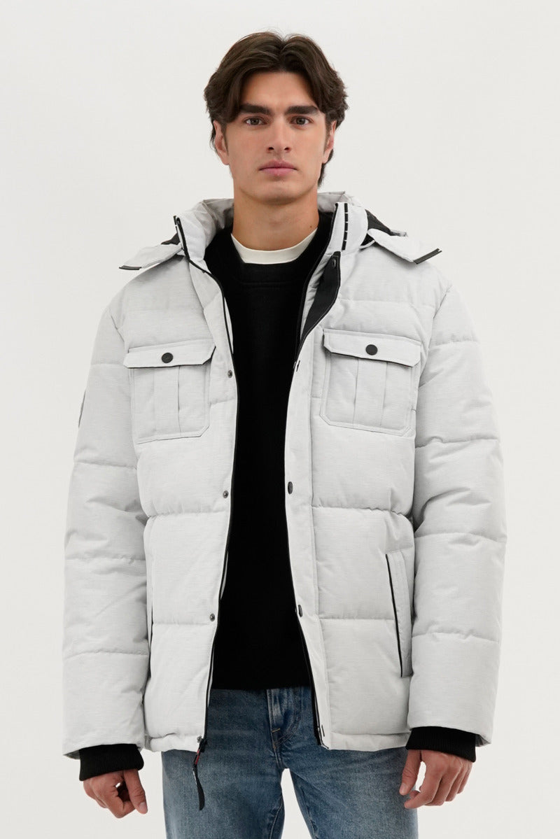 Canada Weather Gear Quilted Puffer Parka Jacket - White - Mens Parka Jackets - International Clothiers