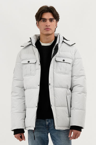 Canada Weather Gear Quilted Puffer Parka Jacket - White - Mens Parka Jackets - International Clothiers