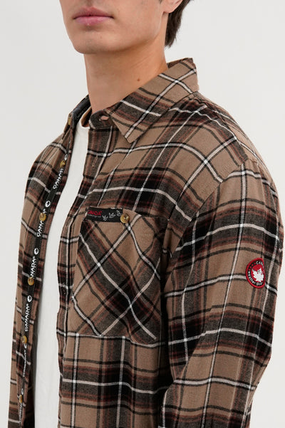 Canada Weather Gear Flannel Button Up Casual Shirt - Taupe - Mens Casual Shirts - International Clothiers