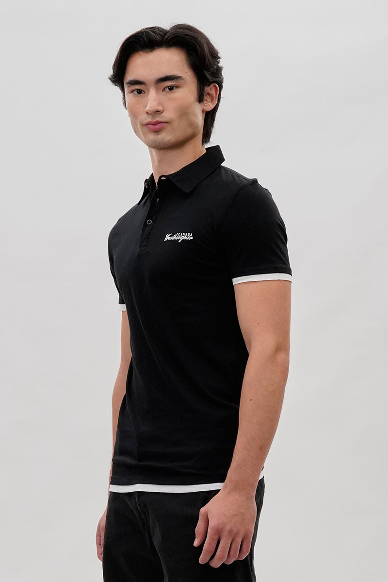 Canada Weather Gear Vintage Short Sleeve Polo Shirt - Black - Mens Polo Shirts - International Clothiers