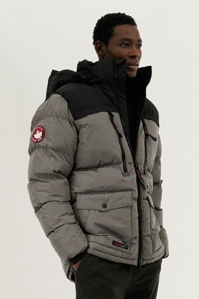Canada Weather Gear Colour Block Puffer Bomber Jacket - Grey - Mens Bomber Jackets - International Clothiers