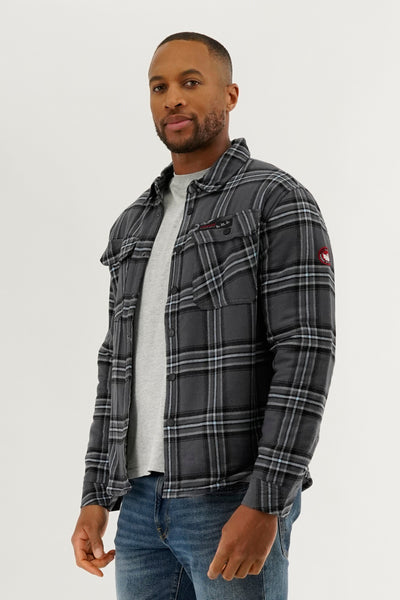 Canada Weather Gear Plaid Plush Lined Lightweight Jacket - Grey - Mens Lightweight Jackets - International Clothiers