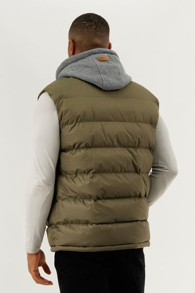 Canada Weather Gear Hooded Puffer Vest - Olive - Mens Vests - International Clothiers
