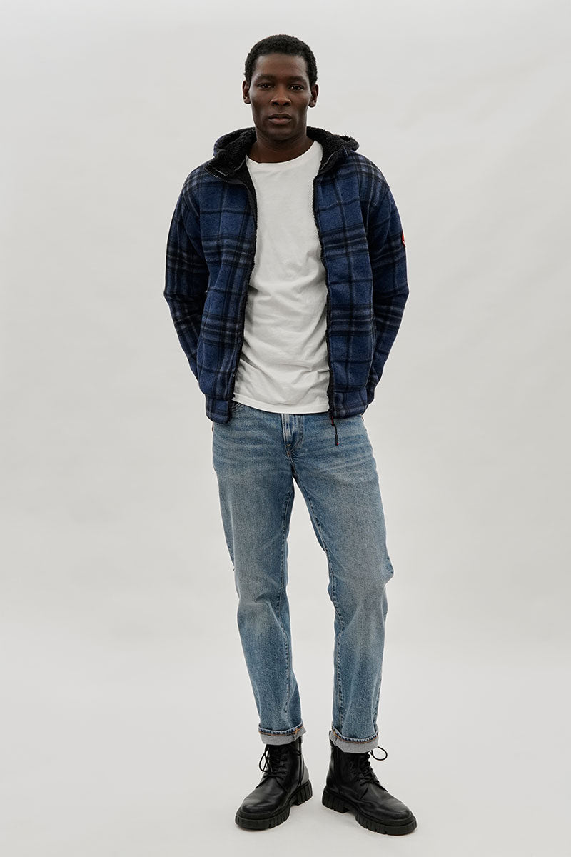 Canada Weather Gear Hooded Sherpa Lined Lightweight Jacket - Navy - Mens Lightweight Jackets - International Clothiers
