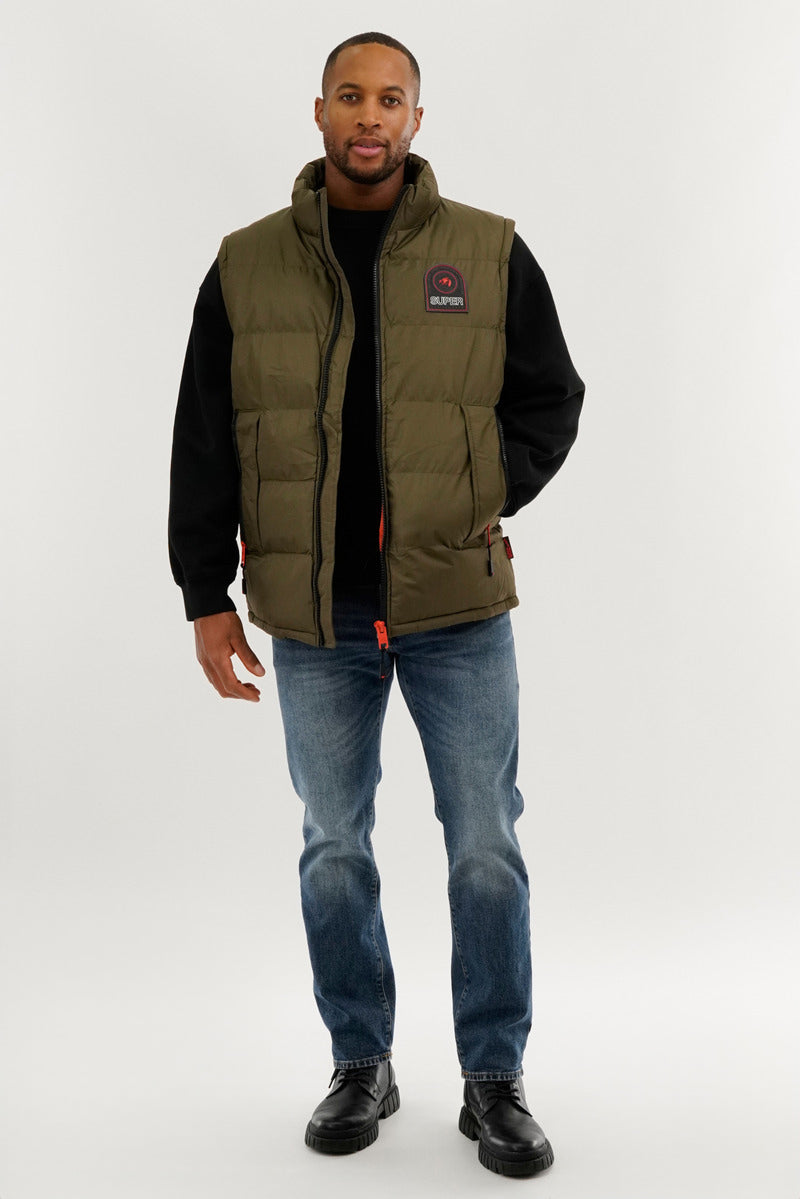 Super Triple Goose Double Pocket Bubble Vest - Olive - Mens Vests - International Clothiers