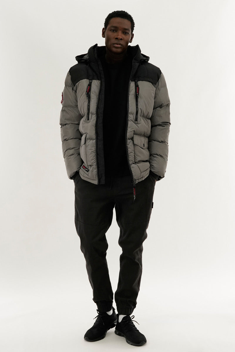 Canada Weather Gear Colour Block Puffer Bomber Jacket - Grey - Mens Bomber Jackets - International Clothiers