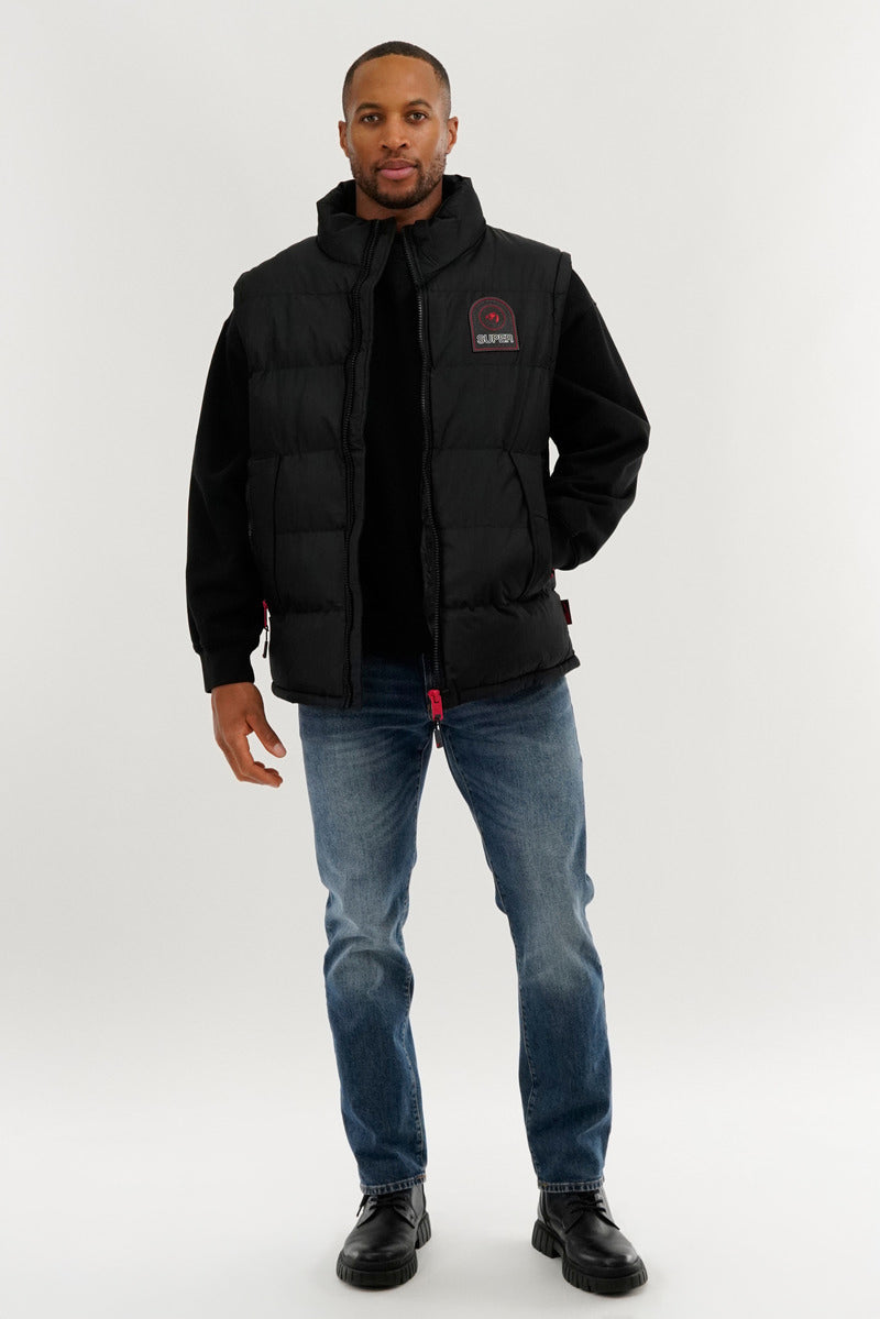 Super Triple Goose Double Pocket Bubble Vest - Black - Mens Vests - International Clothiers