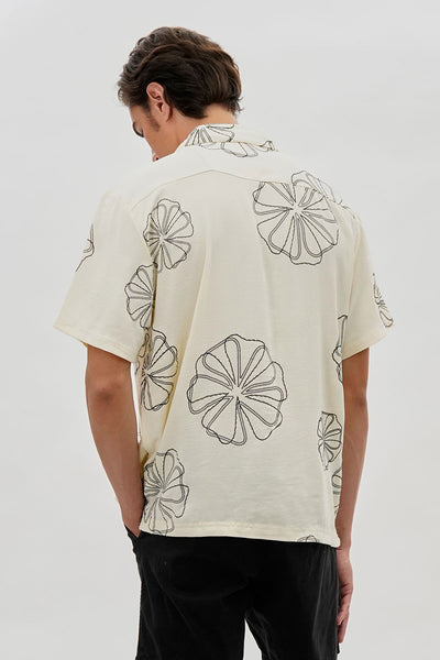 Saints Studio Floral Camp Collar Casual Shirt - Cream - Mens Casual Shirts - International Clothiers