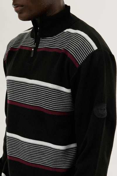 Canada Weather Gear Striped 1/4 Zip Pullover Sweater - Burgundy - Mens Pullover Sweaters - International Clothiers