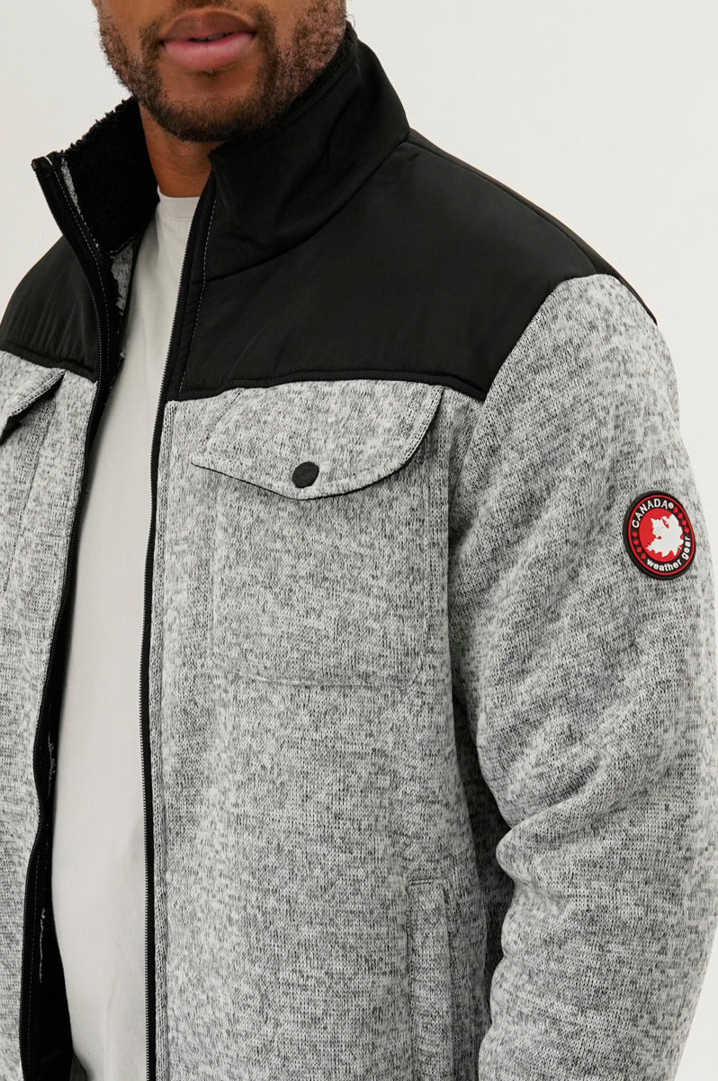 Canada Weather Gear Sherpa Lined Fleece Lightweight Jacket - Grey - Mens Lightweight Jackets - International Clothiers