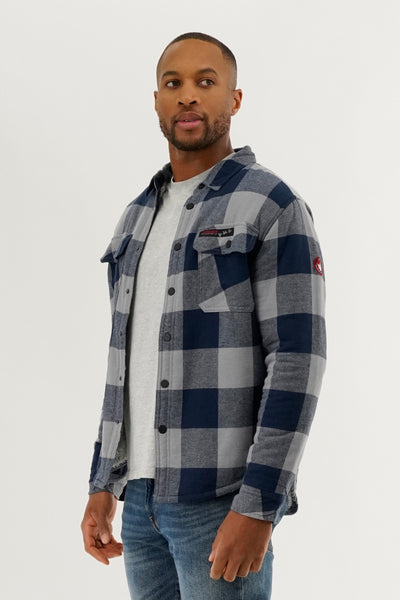 Canada Weather Gear Plaid Plush Lined Lightweight Jacket - Navy - Mens Lightweight Jackets - International Clothiers