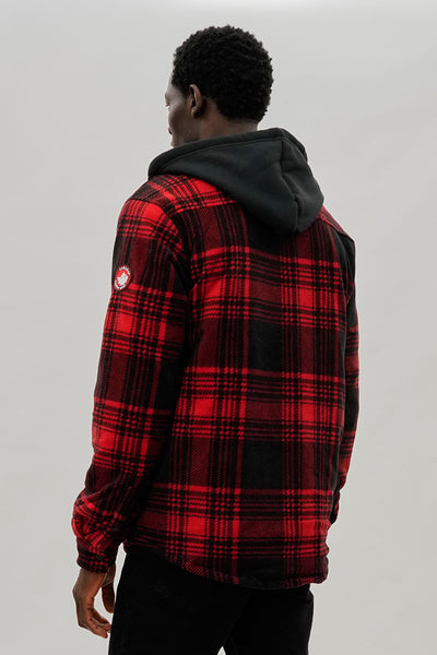 Canada Weather Gear Plaid Hooded Lightweight Jacket - Red - Mens Lightweight Jackets - International Clothiers
