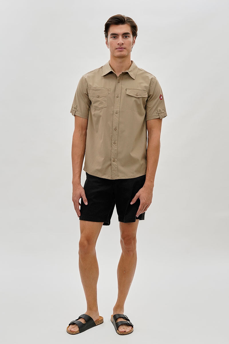 Canada Weather Gear Utility Short Sleeve Casual Shirt - Beige - Mens Casual Shirts - International Clothiers