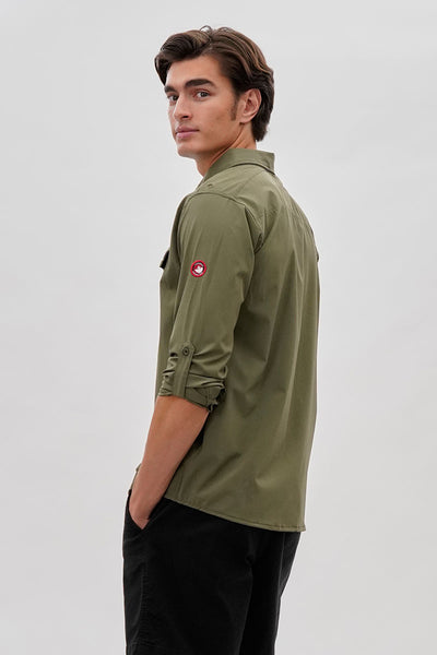 Canada Weather Gear Adventure Bound Utility Roll Up Sleeve Casual Shirt - Olive - Mens Casual Shirts - International Clothiers
