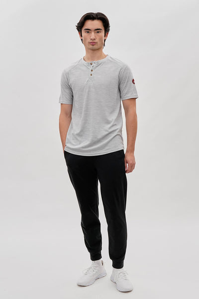 Canada Weather Gear Short Sleeve Henley Tee - Grey - Mens Tees & Tank Tops - International Clothiers