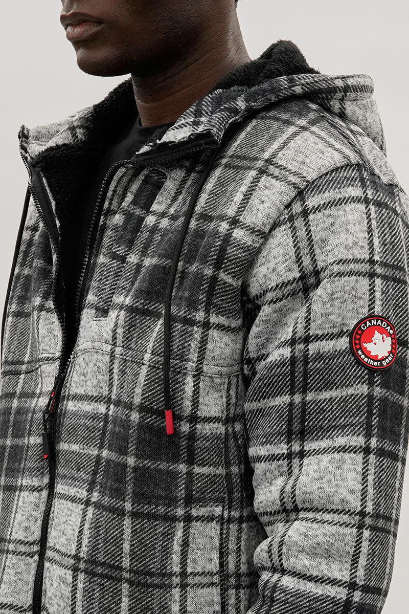 Canada Weather Gear Hooded Sherpa Lined Lightweight Jacket - Grey - Mens Lightweight Jackets - International Clothiers