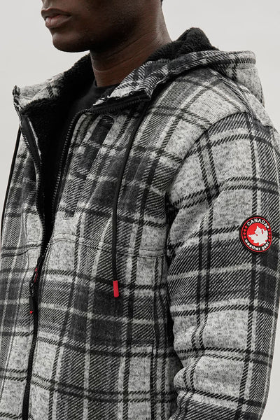 Canada Weather Gear Hooded Sherpa Lined Lightweight Jacket - Grey - Mens Lightweight Jackets - International Clothiers