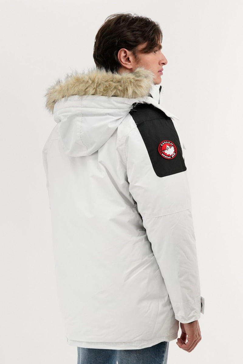 Faux Fur Lined Arctic Parka Jacket - White