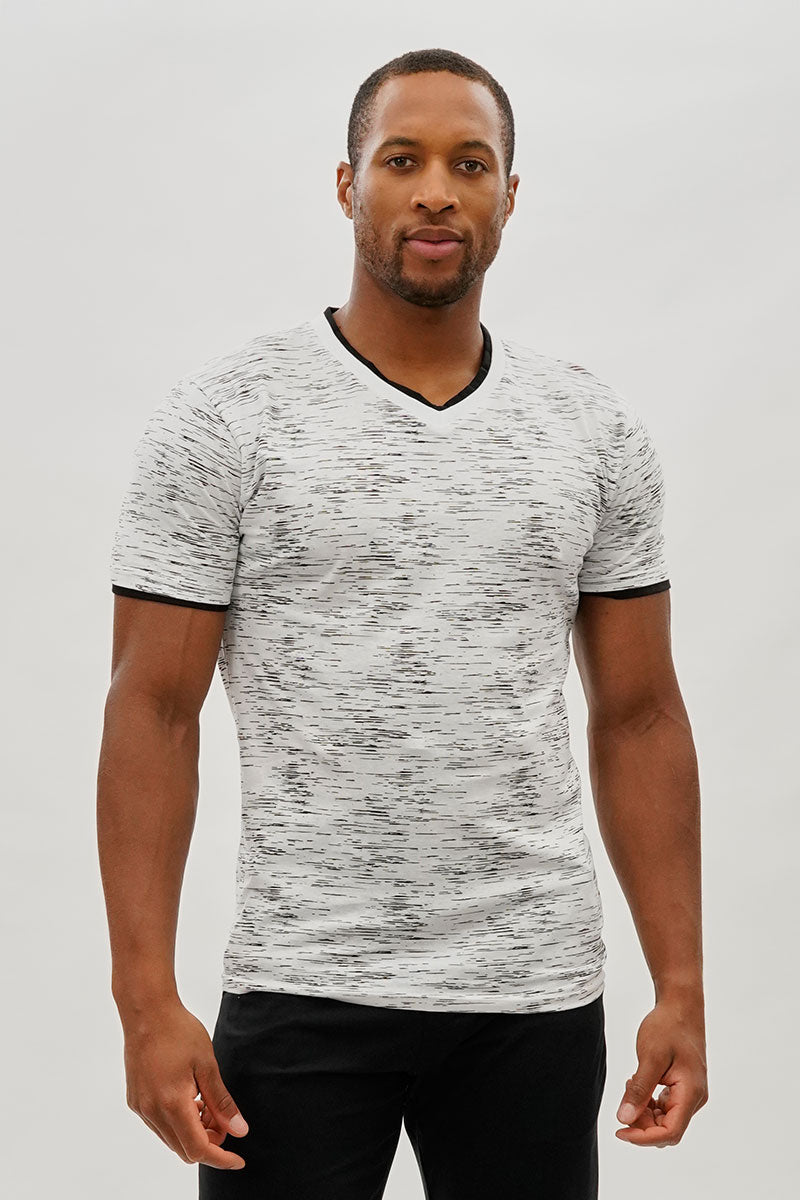 Canada Weather Gear Vintage Patterned V-Neck Tee - White - Mens Tees & Tank Tops - International Clothiers
