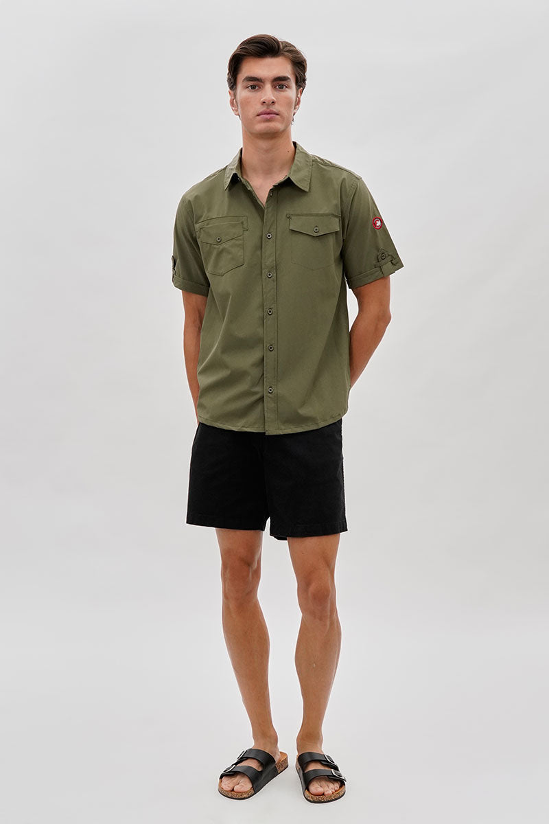 Canada Weather Gear Utility Short Sleeve Casual Shirt - Olive - Mens Casual Shirts - International Clothiers