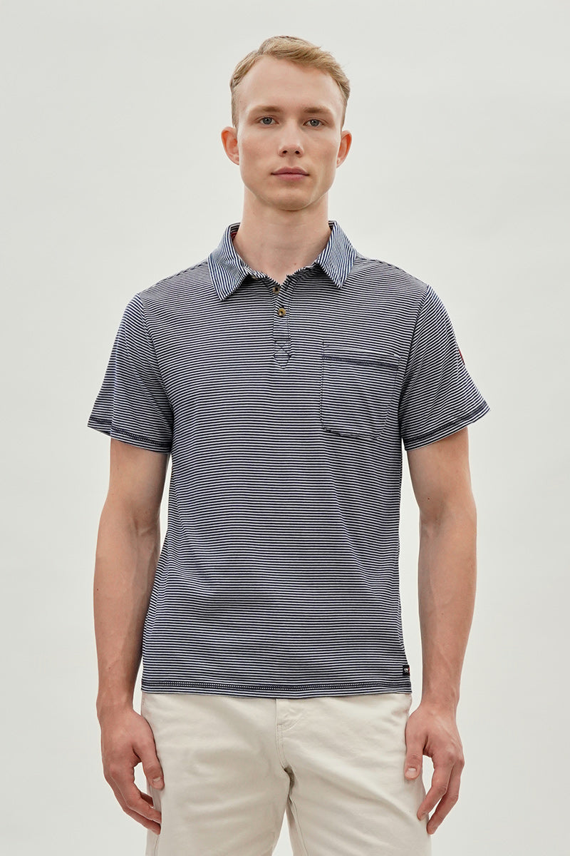 Canada Weather Gear Striped Polo Shirt - Navy - Mens Polo Shirts - International Clothiers