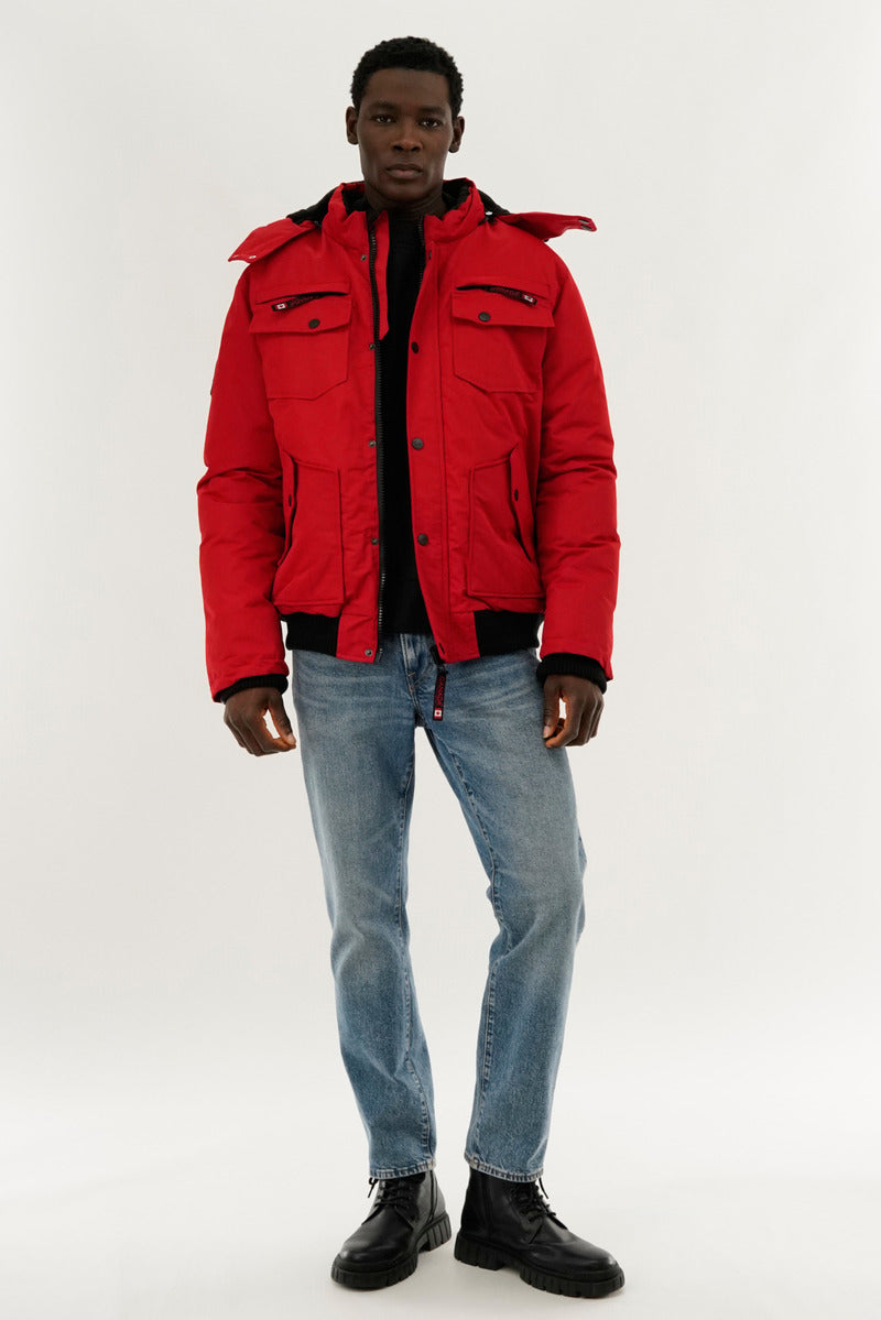 Canada Weather Gear Puffer Bomber Jacket - Red - Mens Bomber Jackets - International Clothiers