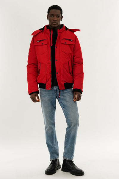 Canada Weather Gear Puffer Bomber Jacket - Red - Mens Bomber Jackets - International Clothiers
