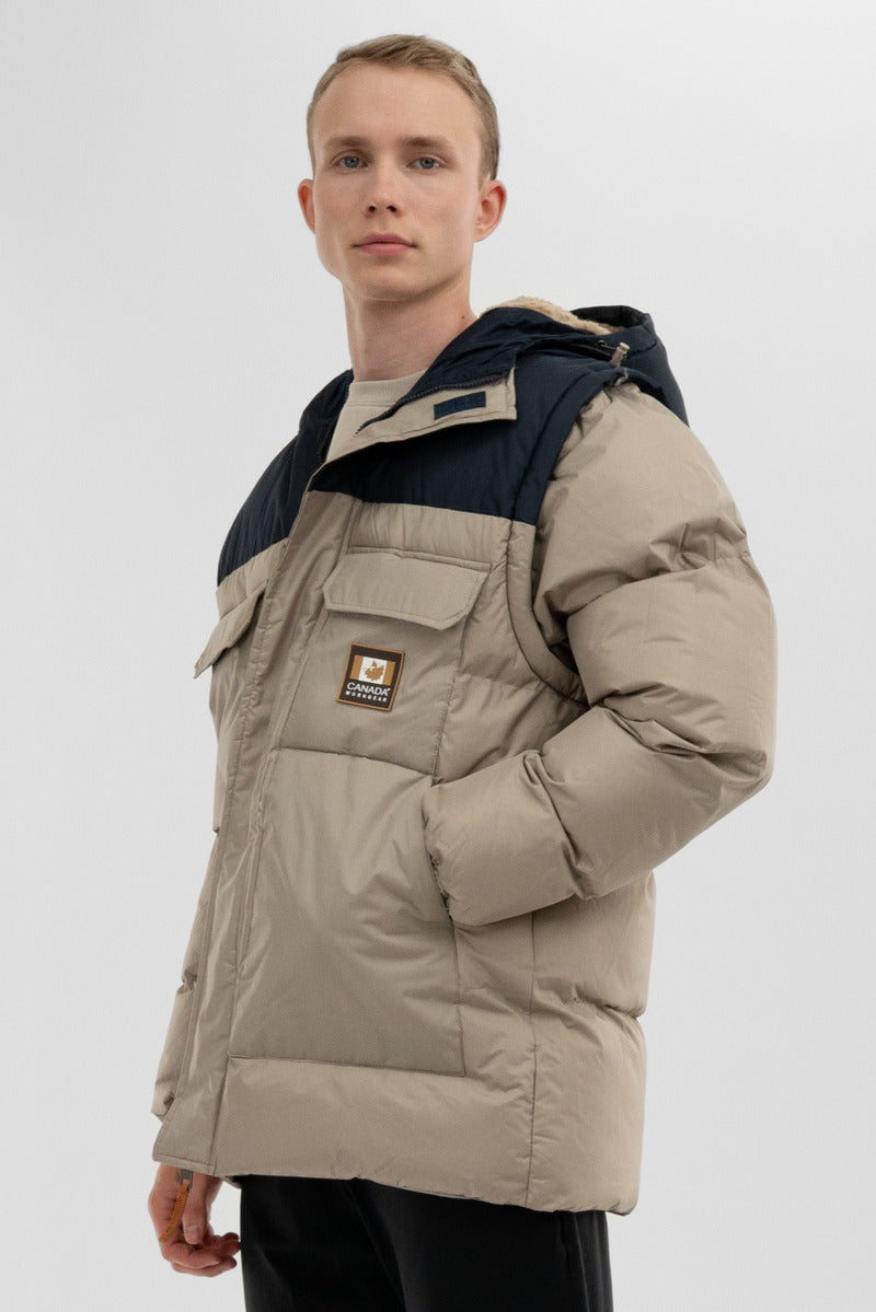 Canada Work Gear Removable Sleeve Parka Jacket - Beige - Mens Parka Jackets - International Clothiers