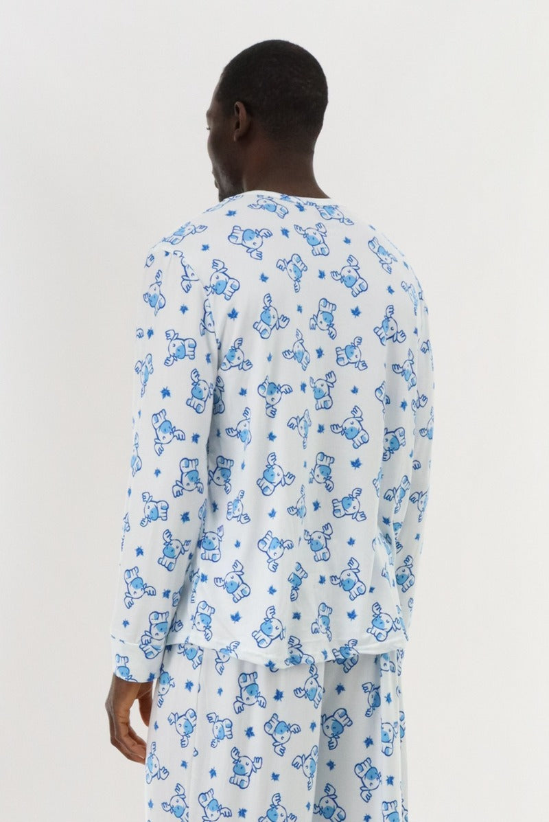 Canada Weather Gear Long Sleeve Holiday Pajama Top - White - Mens Pajamas - International Clothiers