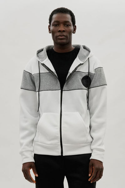 Super Triple Goose Colour Block Zip Up Hoodie - White - Mens Hoodies & Sweatshirts - International Clothiers